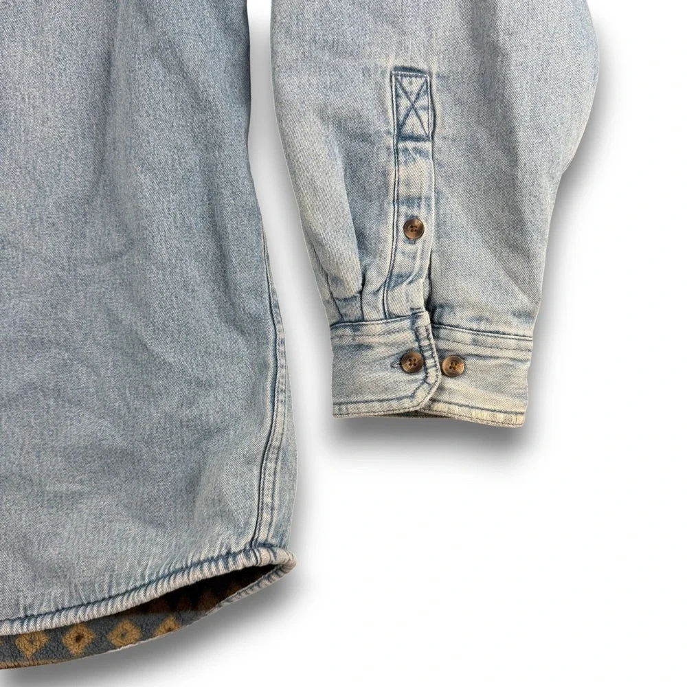 Basic Editions Denim Jacket Men XL Blue Western Blanket Lined Quilt Shaket Chore